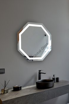 Зеркало с LED подсветкой  800х800мм. в ванную комнату прямоугольное MR-16 Global Glass