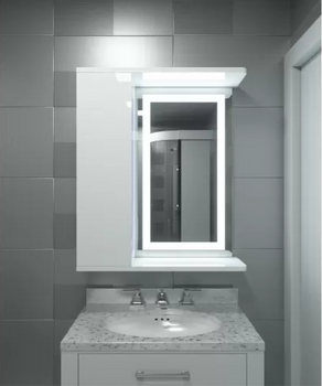 Дзеркальна шафа 60х70 у ванну з LED підсідкою,двері зліва
