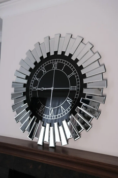 Дзеркало декоративне 900х900 (Срібло, Лакобель) з годинниковим механізмом