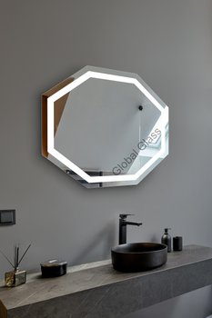Зеркало с LED подсветкой  1000х800мм. в ванную комнату прямоугольное MR-16 Global Glass