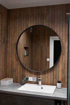Дзеркало в чорній рамі кругле 900х900 у ванну кімнату  ML-2 Global Glass