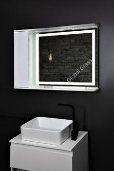 Дзеркальна шафа у ванну 100х70 см з LED підсвіткою двері зліва