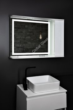 Дзеркальна шафа у ванну 100х70 см з LED підсвіткою двері з права