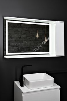 Дзеркальна шафа у ванну 120х70 см з LED підсвіткою двері з права