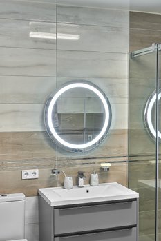 Зеркало с LED подсветкой  700х700мм. в ванную комнату круглое MR-9 Global Glass