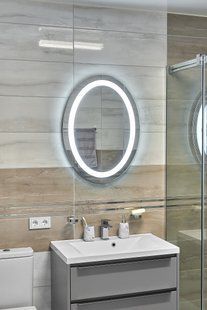 Зеркало с LED подсветкой  600х800мм. в ванную комнату овальное MR-12 Global Glass